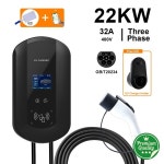 EV 충전소 Type2 GBT 7.6/22KW 32A 3상 11KW 16A APP 제어 스와이프 전기 자동차 차량용 Wallbox EVSE : 준블루82