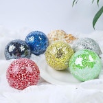 야지키사 3.35인치 모자이크 유리볼 골드 장식 오브 센터피스 볼 크랙 솔리드 구 거울 : 씨유리테일