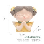 귀여운 소녀 얼굴 다육식물 화분 세트 배수구 실내 용기용 11인치 수지 꽃병 정원 가꾸기 : 씨유리테일