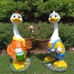 커플 오리 정원 동상 다육식물 화분 거위 조각 실내외 예술 장식 안뜰 테라스 발코니 거실 : 씨유리테일