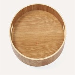 한나상회 손잡이 원형 우드트레이 30cm 플레이팅 카페쟁반 둥근나무쟁반 : 한나 상회