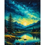 산림 페인트 번호 키트 산나무 초급 달 아크릴 캔버스 DIY 유화 선물용 홈 월 장식 16x20 인치 FrameDD51 : 햇빛샵