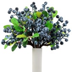 티옥슬로 인공 블루베리 줄기, 6개 가짜 베리 과일 장식 플라스틱 꽃다발 홈 키친 파티 웨딩 호텔 장식용 (블루 베리) Blue : 스마트직구N