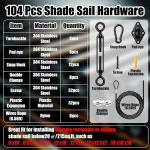 모닝로 104개 선쉐이드 세일 하드웨어 키트 세일 설치 키트 304... 선 가든 파티오(블랙)용 접이식 야외 그늘막 세트 Silvery : 딜리고라운지
