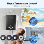 Syfuulv 프로판 온수기 탱크리스 1.58GPM 6L 야외 휴대용 가스 주문형 즉석 41000 BTU 과열 방지 캠핑 RV 캐빈 헛간 블랙 White... 