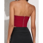 여성 빈티지 스트랩리스 백 뼈 메쉬 지퍼 코르셋 바디 셰이퍼 크롭탑 1 Mesh Pin 14 16 : 카멜레온25