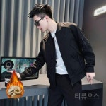 티류으스 남성 야구점퍼 카라 자켓 워크웨어 기모 캐주얼 아우터 Lyw G1617 블랙 안쪽 프리스 M : 리브드플랜