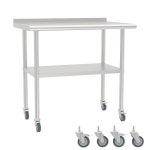 캐스터가 있는 스틸버스 스테인리스 작업 테이블, 주방, 레스토랑, 차고, 작업장, NSF 인증, 내구성, 긁힘 녹슬지 않는 상업용 준비 테이블 : 딜마켓구