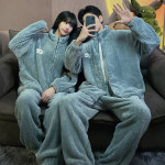 G1632 겨울 후리스 집업잠옷 홈웨어 따뜻한 커플 남녀 두툼한 집들이 신혼부부 : 쿠마네상점