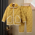 G1631 한겨울 방한 잠옷 깔깔이 세트 홈웨어 우풍 3겹 따뜻한 수면 폭신 여성 : 쿠마네상점