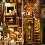 DIY 책 구석 키트 DIY 인형 집 책장 책장 삽입 장식 골목 책 구석 키트 성인용 북엔드 모델 Wander Library C0018 : m라온제나