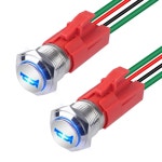 링크스타일 2PCS 경적 버튼 16MM 12V 20A 헤비 듀티 메탈 스위치 스피커 해상 보트 오토 에어 트레인용 블루 LED 조명 순간 푸시... 