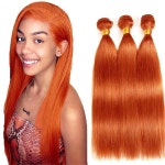 진저 번들 휴먼 헤어 350 스트레이트 8 인치 가공되지 않은 버진 오렌지 익스텐션 : 미라클라운지