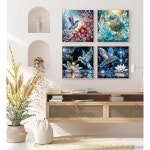 CEUHROG 4팩 벌새 다이아몬드 아트 키트, DIY 버드 페인팅 키트 원형 점, 5D 풀 드릴 및 공예품 Decor14X14인치 G7905 : 솔라워커