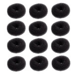 SQULIGT 12개 소형 헤어 번 메이커 걸 여성용 도넛 세트 짧고 얇은 크라운 셰이퍼 : 씨유리테일