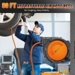 드케니코어 접이식 에어 호스 릴 3/8인치 X 80피트 하이브리드 호스 180 회전 : 씨유리테일