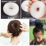 SQULIGT 미디엄 헤어 번 메이커 2개 팩 걸 여성용 도넛 세트 짧고 얇은 크라운 : 씨유리테일