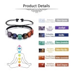 조비비 7 차크라 레이키 힐링 크리스탈 스트레치 브레이슬릿 천연 보석 에너지 밸런싱 요가 비즈 여성용 땋은 밧줄/탄성 : 뷰아마