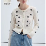 여자 꽃무늬 가디건 슬림 데일리 빈티지 플로랄 라운드넥 : N23 아로니아글로벌