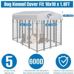 SIRUITON 3x3m(10x10피트) 야외 강아지 켄넬 교체 커버, 튼튼한 600D 옥스포드 원단, 태양/레인 도그 플레이 펜 탑 커버 햇빛 가리개 전문... 