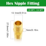 Tnuocke 5pcs 1/4 NPT 수컷 x 솔리드 황동 니플 파이프 피팅, 헤비 헥스 스트레이트 커넥터 어댑터 H-041-1/4 NPT-1/4 1/4 NPT x 1/4 NPT... 