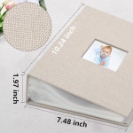 비엔로즈 린넨 커버 사진 앨범 4 6 메모리북 208 사진, 전면 창 쓰기 공간 포함 52 노트 10.24 x 7.48 인치 104 포켓, 결혼 기념일 및 생일... 