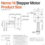 YEJMKJ 네마 14 스테퍼 모터 1.8 2상 고토크 7Ncm(9.91oz in) 바이폴라 35x21mm 0.6A 3.7 4와이어 샤프트 20.5mm 5mm 35 케이블 1M : 더... 
