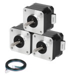 YEJMKJ 3 pcs 네마 17 스테퍼 모터 33MM 1.5A 29Ncm (41.06oz.in ) 바이폴라 42 1.8도 2상 4-리드 키트, 1m 케이블 및 DIY CNC 3D : 더... 