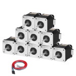 YEJMKJ 10팩 네마 17 스테퍼 모터 2상 1.8 0.6Nm(84.97온스 인치) 고토크 바이폴라 48mm 1.2 2.3A 4리드 샤프트 24mm 5mm 42 케이블 1M... 