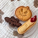 할로윈 쿠키 커터 플라스틱 3D 손가락 유령 박쥐 호박 비스킷 금형 스탬프 과자 DIY 케이크 장식 도구 : 투게더마켓-To