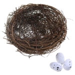 LUORNG 2PCS 4.7인치 브라운 드라이 라탄 수제 인공 새 둥지 장식과 인조 알 공예 파티오 가든 플랜터 : 피닉스Phoenix마켓