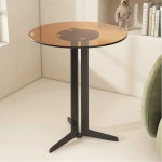 유리 금속 커피 북유럽 미니멀리스트 작은 검정색 홈용 SA 라운드 현대 DA 테이블 사이 Bla s 45x55cm : 마을살림상점