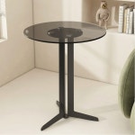 유리 금속 커피 북유럽 미니멀리스트 작은 검정색 홈용 SA 라운드 현대 DA 테이블 사이 Bla s 45x55cm : 마을살림상점