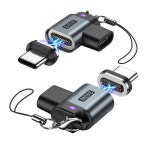 A.S USB C 마그네틱 어댑터 240W(2PCS), 90도 마그네틱 USB C 어댑터 분리 가능, 24핀(PD 고속 충전 480Mbps 데이터 전송 포함), M-Book... 