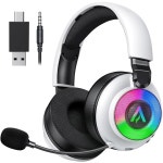 PS5 PS4용 무선 게이밍 헤드셋 - 2.4GHz, 7.1 서라운드 사운드, 노이즈 캔슬링 마이크, RGB 조명, 40H 이상 배터리, 무손실 오디오, PC... 