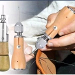 원형펀칭기 가죽 공예 가장자리 스레드 핸드 재봉 도구, DIY 가죽 재봉 송곳 키트, 스티칭 벨트 스트립, 슈메이커 캔버스 수리 도구 : 트윈플레이스