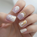 AMOMD 라벤더 골드 스퀘어 수제네일팁 CX008 : 주식회사 손톱에진심