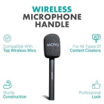GO, 홀리랜드 라크 등을 위한 Movo WMX-HM 마이크 핸들 - 무선 인터뷰 브이로그, 인터뷰, 팟캐스트, 콘텐츠 제작을 라브 어댑터 : shopOsole