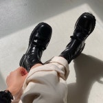 [G4014] 키높이 5cm 리본 스판 통굽 앵클부츠 : 새로이클라쓰
