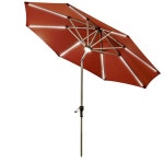 정원, 데크, 뒷마당, 수영장, 베이지 - 270만 - 8리브스 - 알루미늄 폴 굿을 위한 크랭크 및 틸트 기능이 있는 태양광 LED 파티오 엄브렐러... 