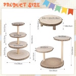 얄리콥 원형 나무 컵케이크 스탠드 세트 3층, 4층 러스틱 스탠드, 웨딩 테이블, 포레스트 테마 파티 및 이벤트를 위한 1층 3층 천연 디저트... 