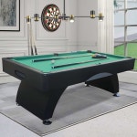 자동 볼 리턴 기능이 있는 7피트 풀 테이블, 내구성이 뛰어난 매트 블랙 마감 모던 아치형 다리 당구 가족용 게임룸 및 레크리에이션 공간을... 