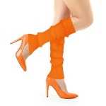 베네핏삭스 여성용 네온 리브 레그 워머 니트 울 롱 윈터 두꺼운 따뜻한 부츠 양말 80년대 파티 스포츠 요가용 Light Pink : 고토라인