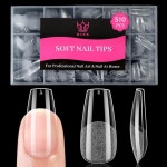 QIEK 510 15 사이즈 손톱 중간 코핀 소프트 젤 네일 팁 커버 미리 포장된 니일 없음 홈 DIY 디자인 : 클리너팩토리