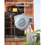 GLAHODEN 호스 릴, 35m 2m, 햇빛 및 서리 저항성, 각 길이, 느린 리턴 시스템, 9가지 기능이 있는 스프레이 노즐 : 클리너팩토리