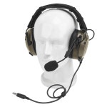 0mm 이어머프 헤드폰 NRR 26dB 소음 감소 사운드 픽업 청력 보호 전술 헤드셋 에어소프트 사격 통신용 이어프로(TP-120 U-174 커넥터... 