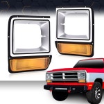 PIT66 헤드라이트 헤드램프 베젤, 모서리 주차등 포함 Dodge D100 커스텀 86-89/ D150 베이스 86-90, 4249810, CH2513122, 4249811... 