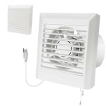 POWERENG 8 x 9.25 인치 욕실 배기 팬(셔터 패널 포함), 창문 또는 벽걸이용 77 CFM 25W 환기 팬(풀 코드 스위치 및 미국 전원 포함)... 