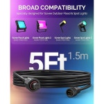 고비 야외 홍수등 및 스팟 라이트용 CybeRoad 5FT 연장 케이블, H7057, H7058, H7060, H7062, H7093, H7094, H7065, H7066, 블랙용... 