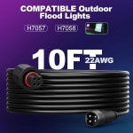 10FT 실외 홍수등 연장 코드 3M 전원 케이블, 4핀 플러그 방수 커넥터 , Go-ee H7057 H7058 2 지원 : 아트리움샵